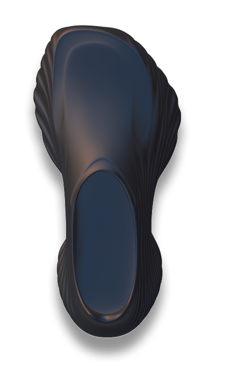 Black HO Barcelona barefoot sneaker viewed from above, ergonomic wide toe box