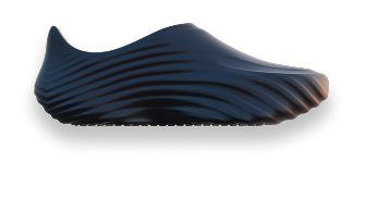 Black HO Barcelona barefoot sneaker side view, zero-drop 3D printed design
